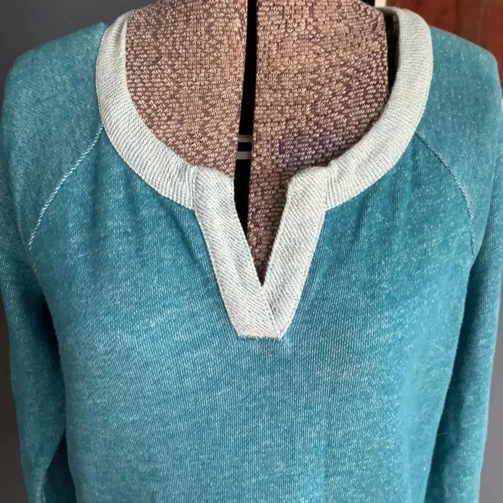 Jones NY Sport turquoise banded French terry top S